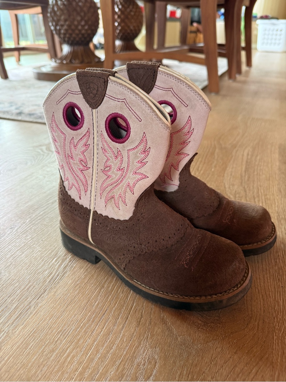 Ariat Brown and Pink Kids' Cowboy Boots